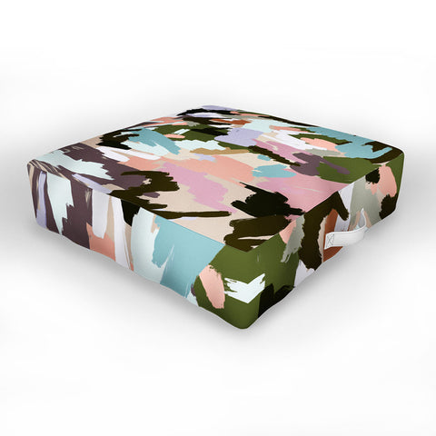 Ninola Design Artistic Landscape Pink Green Outdoor Floor Cushion
