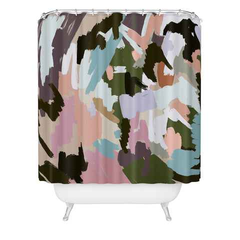 Ninola Design Artistic Landscape Pink Green Shower Curtain