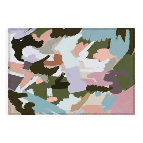 Ninola Design Artistic Landscape Pink Green Outdoor Rug