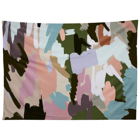 Ninola Design Artistic Landscape Pink Green Tapestry