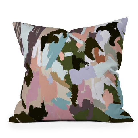 Ninola Design Artistic Landscape Pink Green Throw Pillow
