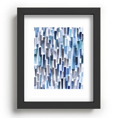 Ninola Design Artistic Stripes Indigo Recessed Framing Rectangle