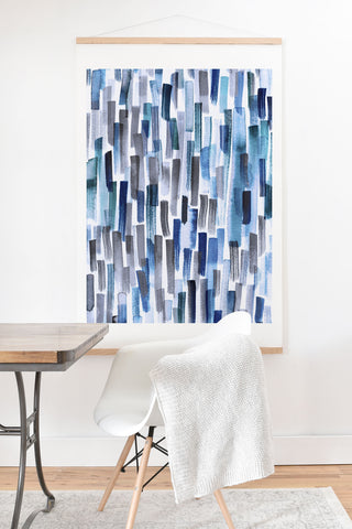 Ninola Design Artistic Stripes Indigo Art Print And Hanger