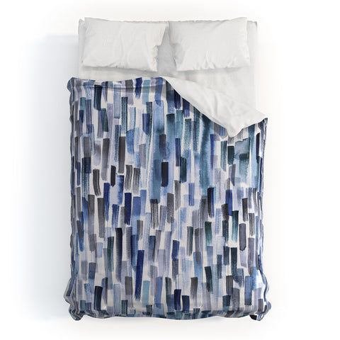 Ninola Design Artistic Stripes Indigo Comforter