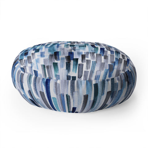 Ninola Design Artistic Stripes Indigo Floor Pillow Round