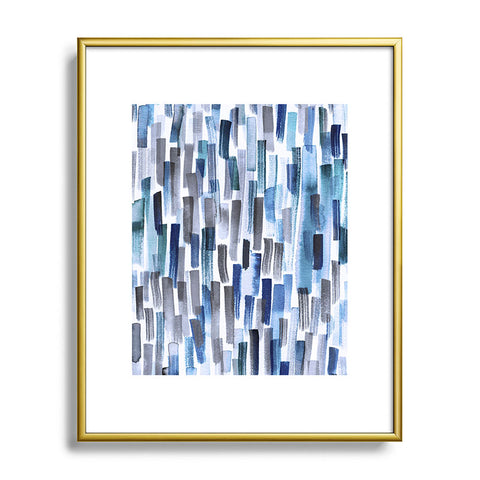 Ninola Design Artistic Stripes Indigo Metal Framed Art Print
