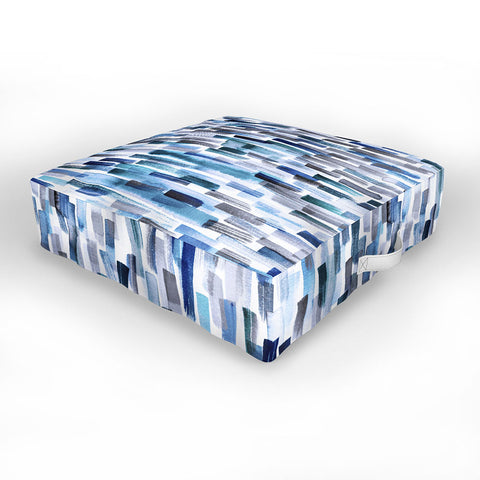 Ninola Design Artistic Stripes Indigo Outdoor Floor Cushion