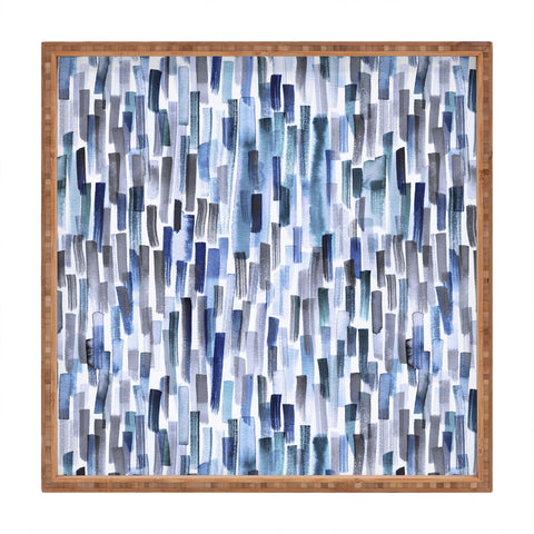 Ninola Design Artistic Stripes Indigo Square Tray