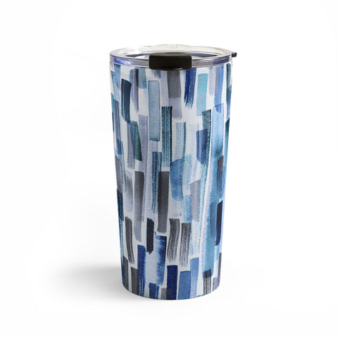 Ninola Design Artistic Stripes Indigo Travel Mug