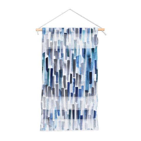 Ninola Design Artistic Stripes Indigo Wall Hanging Portrait