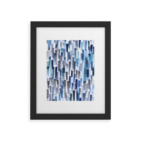 Ninola Design Artistic Stripes Indigo Framed Art Print