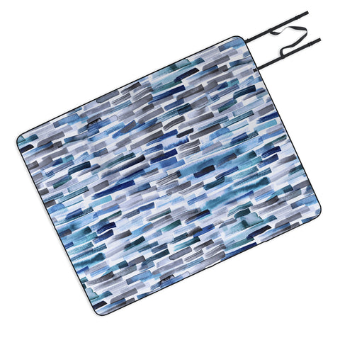 Ninola Design Artistic Stripes Indigo Picnic Blanket