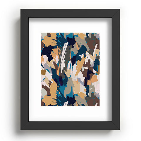 Ninola Design Artistic Texture Blue Gold Recessed Framing Rectangle