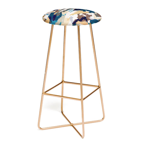 Ninola Design Artistic Texture Blue Gold Bar Stool