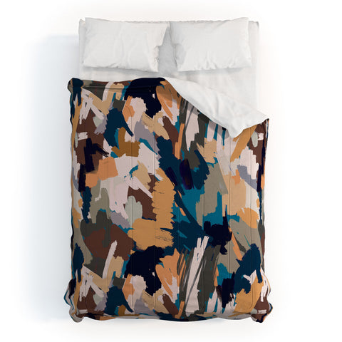 Ninola Design Artistic Texture Blue Gold Comforter