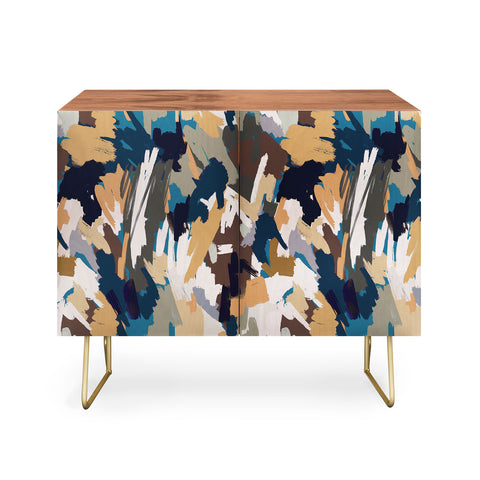 Ninola Design Artistic Texture Blue Gold Credenza