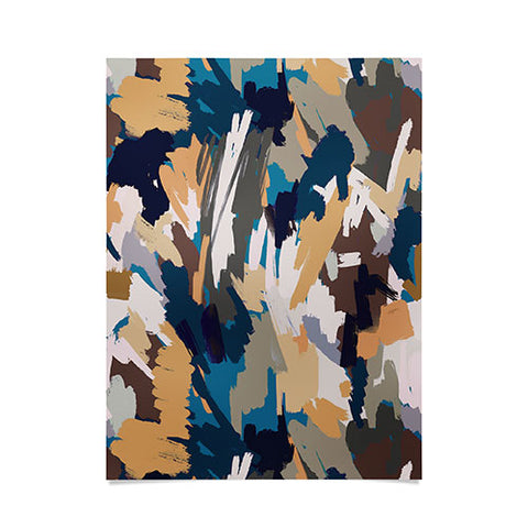 Ninola Design Artistic Texture Blue Gold Poster