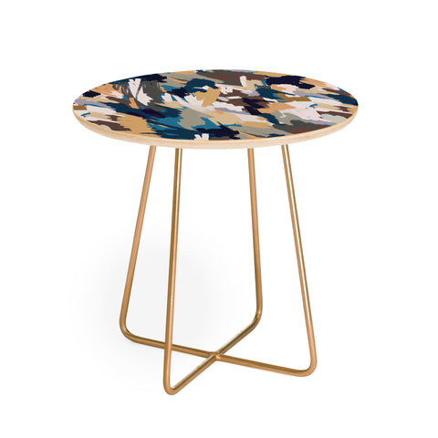 Ninola Design Artistic Texture Blue Gold Round Side Table