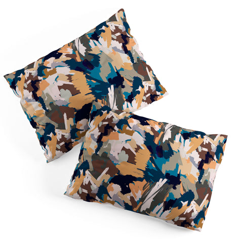 Ninola Design Artistic Texture Blue Gold Pillow Shams