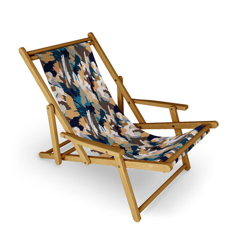 Ninola Design Artistic Texture Blue Gold Sling Chair