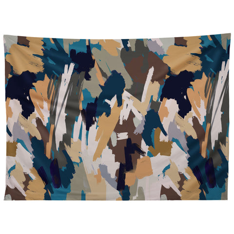 Ninola Design Artistic Texture Blue Gold Tapestry