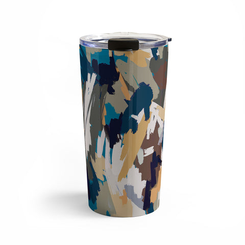 Ninola Design Artistic Texture Blue Gold Travel Mug