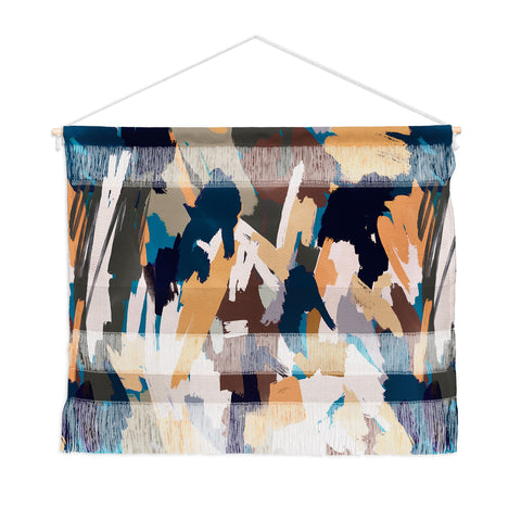 Ninola Design Artistic Texture Blue Gold Wall Hanging Landscape