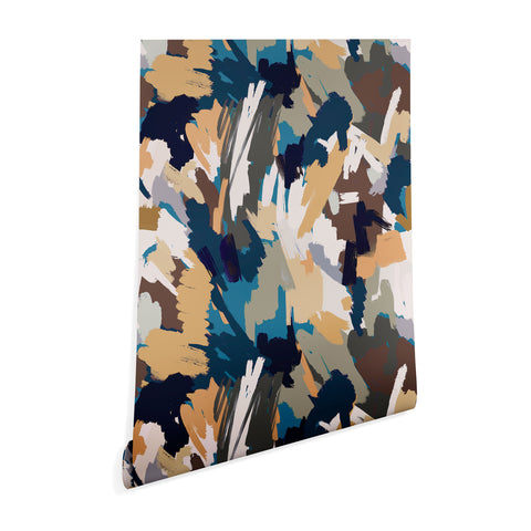 Ninola Design Artistic Texture Blue Gold Wallpaper