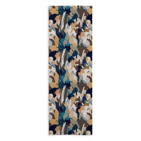 Ninola Design Artistic Texture Blue Gold Yoga Towel