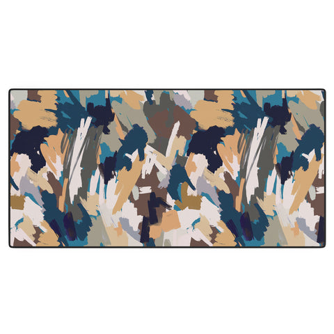 Ninola Design Artistic Texture Blue Gold Desk Mat