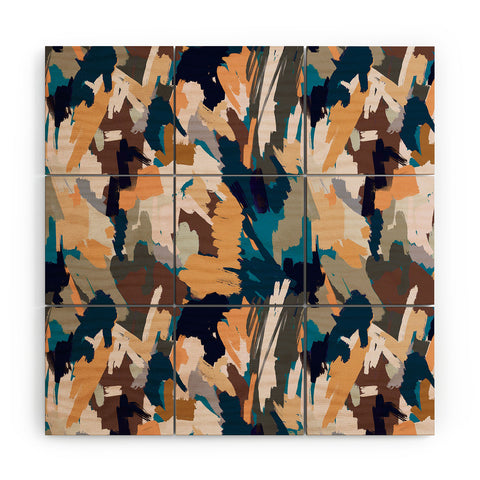 Ninola Design Artistic Texture Blue Gold Wood Wall Mural