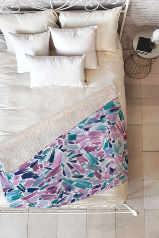 Ninola Design Artsy Brush Strokes Mauve Fleece Throw Blanket