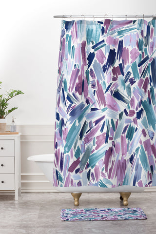 Ninola Design Artsy Brush Strokes Mauve Shower Curtain And Mat