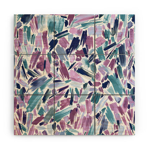 Ninola Design Artsy Brush Strokes Mauve Wood Wall Mural