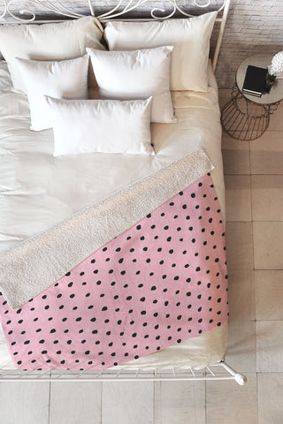 Ninola Design Artsy dots pink Fleece Throw Blanket