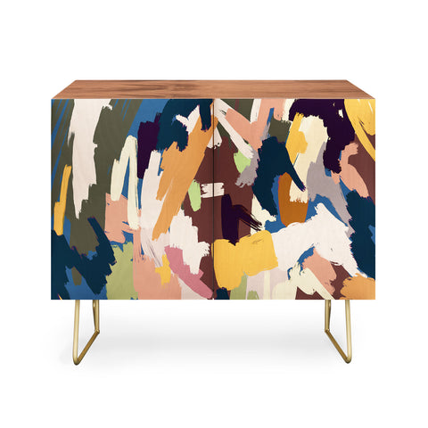 Ninola Design Artsy Mineral Landscape Blue Credenza
