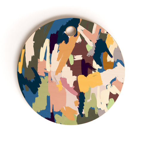 Ninola Design Artsy Mineral Landscape Blue Cutting Board Round