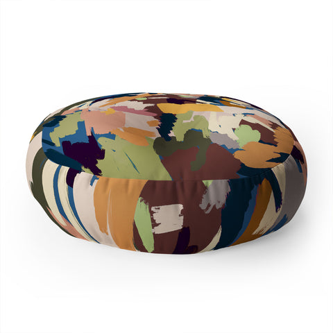 Ninola Design Artsy Mineral Landscape Blue Floor Pillow Round