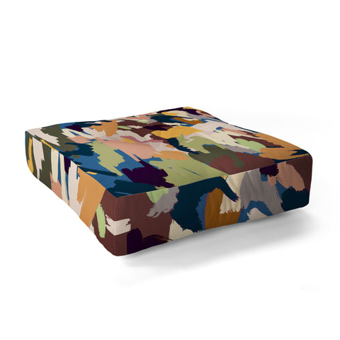 Ninola Design Artsy Mineral Landscape Blue Floor Pillow Square