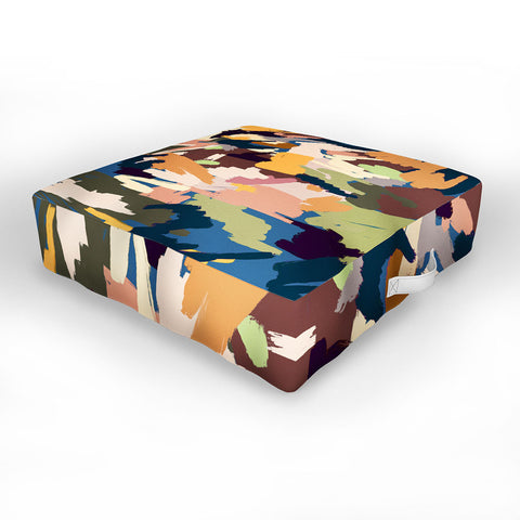 Ninola Design Artsy Mineral Landscape Blue Outdoor Floor Cushion