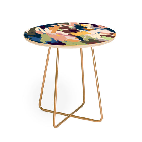 Ninola Design Artsy Mineral Landscape Blue Round Side Table