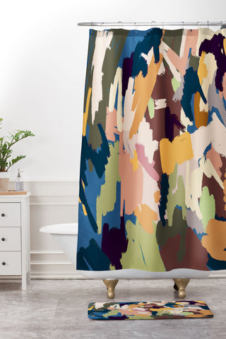 Ninola Design Artsy Mineral Landscape Blue Shower Curtain And Mat