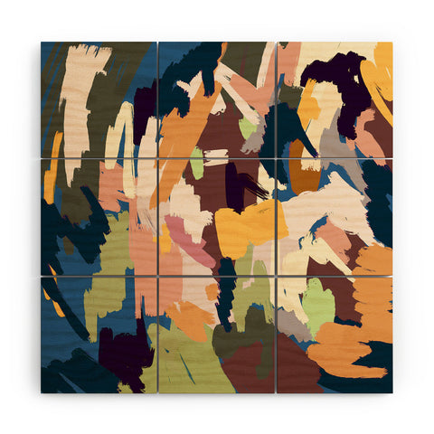 Ninola Design Artsy Mineral Landscape Blue Wood Wall Mural