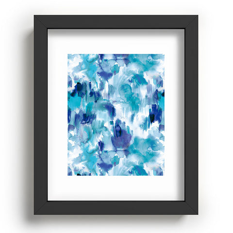 Ninola Design Artsy Painterly Texture Blue Recessed Framing Rectangle