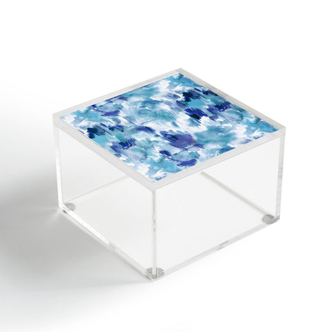 Ninola Design Artsy Painterly Texture Blue Acrylic Box