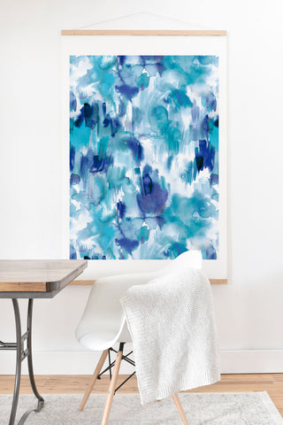 Ninola Design Artsy Painterly Texture Blue Art Print And Hanger