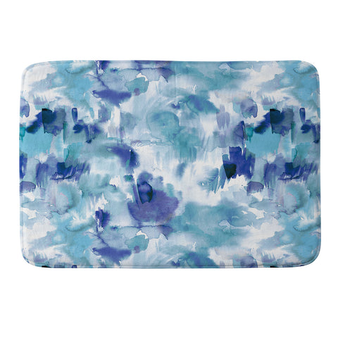 Ninola Design Artsy Painterly Texture Blue Memory Foam Bath Mat