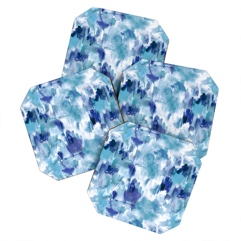Ninola Design Artsy Painterly Texture Blue Coaster Set