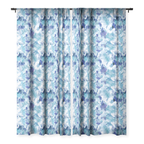 Ninola Design Artsy Painterly Texture Blue Sheer Window Curtain