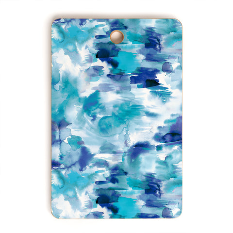 Ninola Design Artsy Painterly Texture Blue Cutting Board Rectangle